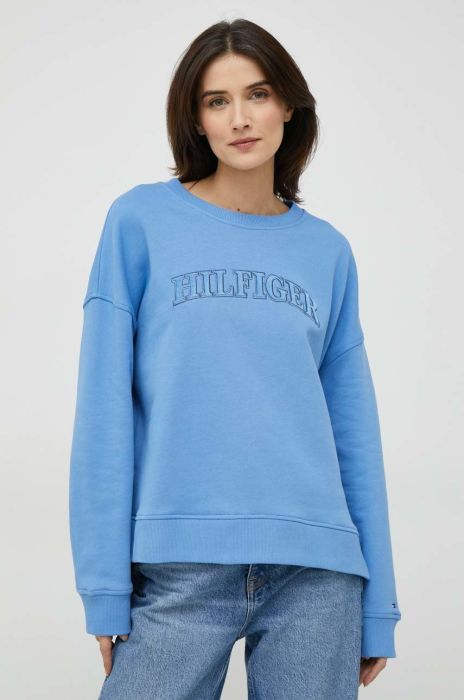 Бавовняна кофта Tommy Hilfiger жіноча  меланж колір блакитний