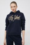 Кофта Tommy Hilfiger жіноча колір синій з капюшоном з аплікацією (2850665)