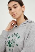 Кофта Tommy Hilfiger жіноча колір сірий з капюшоном з принтом (2837136)