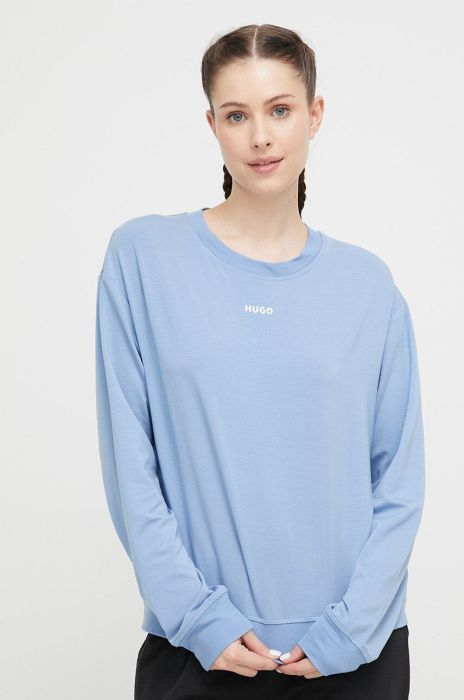 Кофта лаунж HUGO жіноча  однотонна колір блакитний