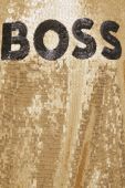 Кофта BOSS жіноча колір золотий з капюшоном з аплікацією