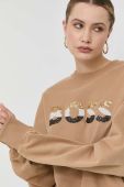 Кофта BOSS жіноча колір бежевий з аплікацією (2873648)