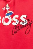 Кофта BOSS x Looney Tunes жіноча колір червоний з капюшоном з принтом