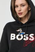 Кофта BOSS x Looney Tunes жіноча колір чорний з капюшоном з принтом