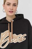 Кофта BOSS жіноча колір чорний з капюшоном з аплікацією (2873655)