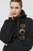 Кофта BOSS жіноча колір чорний з капюшоном з аплікацією (2877798)