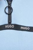 Бавовняна кофта HUGO жіноча  з аплікацією колір блакитний