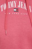 Кофта Tommy Jeans жіноча колір рожевий з капюшоном з принтом (2870076)