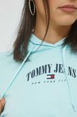 Кофта Tommy Jeans жіноча колір бірюзовий з капюшоном з принтом