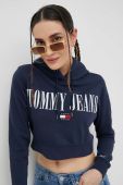 Кофта Tommy Jeans жіноча колір синій з капюшоном з аплікацією (2856209)
