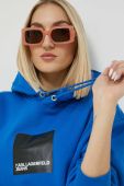 Кофта Karl Lagerfeld Jeans жіноча з капюшоном з принтом колір блакитний