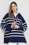 Кофта Polo Ralph Lauren жіноча колір синій з капюшоном візерунок