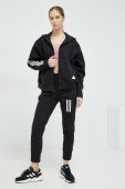 Кофта adidas жіноча колір чорний з капюшоном з аплікацією (2999844)
