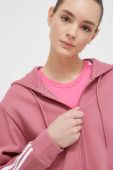 Кофта adidas жіноча колір рожевий з капюшоном з аплікацією (3021962)