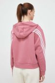 Кофта adidas жіноча колір рожевий з капюшоном з аплікацією (3021962)