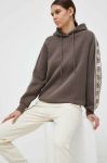 Кофта Guess жіноча колір коричневий з капюшоном з аплікацією
