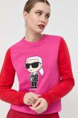 Кофта Karl Lagerfeld жіноча колір рожевий з аплікацією