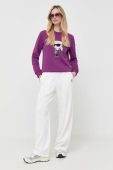 Кофта Karl Lagerfeld жіноча колір фіолетовий з аплікацією (3505033)