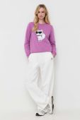 Кофта Karl Lagerfeld жіноча колір фіолетовий з аплікацією (3505037)
