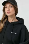 Бавовняна кофта Karl Lagerfeld жіноча колір чорний з капюшоном з аплікацією
