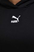 Бавовняна кофта Puma жіноча колір чорний з капюшоном однотонна 535684-01