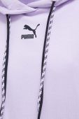 Бавовняна кофта Puma жіноча колір фіолетовий з капюшоном з принтом
