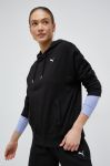 Бавовняна кофта Puma жіноча колір чорний з капюшоном однотонна (3112112)