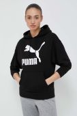 Кофта Puma жіноча колір чорний з капюшоном з принтом (3213819)
