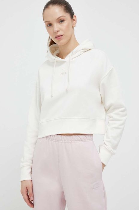 Кофта Puma жіноча колір бежевий з капюшоном однотонна (3187806)