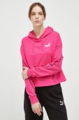 Кофта Puma колір рожевий з капюшоном з принтом