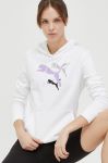 Кофта Puma колір білий з капюшоном з принтом (3213378)