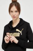 Кофта Puma колір чорний з капюшоном з принтом (3212158)