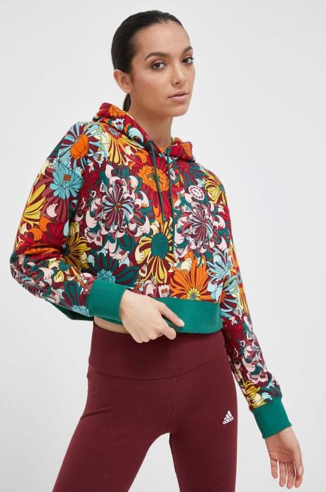 Бавовняна кофта Puma X Liberty жіноча з капюшоном візерунок колір барвистий