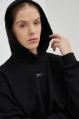 Кофта Reebok жіноча колір чорний з капюшоном з принтом (2987743)