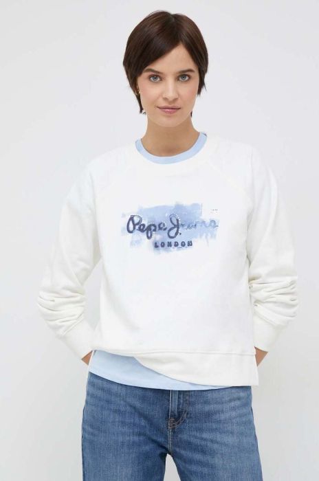 Бавовняна кофта Pepe Jeans Golodie Crew Жіноча колір білий з принтом