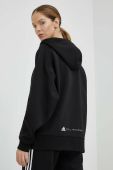 Кофта adidas by Stella McCartney колір чорний з капюшоном однотонна