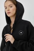 Кофта adidas by Stella McCartney колір чорний з капюшоном однотонна