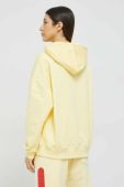 Бавовняна кофта Fila жіноча колір жовтий з капюшоном однотонна
