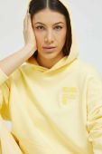 Бавовняна кофта Fila жіноча колір жовтий з капюшоном однотонна