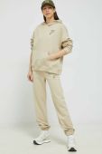 Бавовняна кофта Fila жіноча колір бежевий з капюшоном однотонна