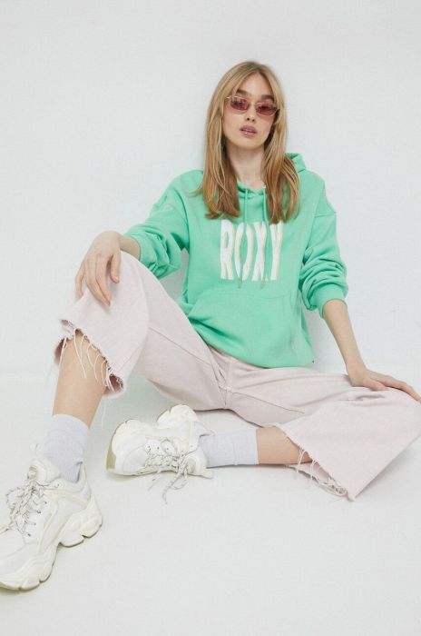 Кофта Roxy жіноча колір зелений з капюшоном з принтом (3116179)
