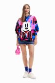 Бавовняна кофта Desigual x Myszka Miki жіноча з капюшоном візерунок колір барвистий