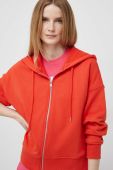 Бавовняна кофта United Colors of Benetton жіноча колір помаранчевий з капюшоном однотонна