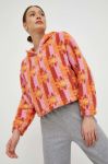Кофта Billabong X SMILEY жіноча колір помаранчевий з капюшоном візерунок