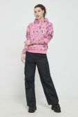 Бавовняна кофта HUGO жіноча колір рожевий з капюшоном візерунок (3043086)