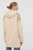 Бавовняна кофта Pinko жіноча колір бежевий з капюшоном з аплікацією (2931380)