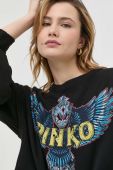 Бавовняна кофта Pinko жіноча колір чорний з принтом (2935965)