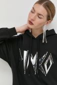 Кофта Pinko жіноча колір чорний з капюшоном з аплікацією