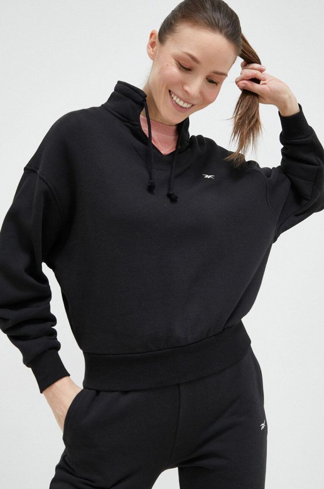 Бавовняна кофта Reebok Classic жіноча колір чорний однотонна (3068734)