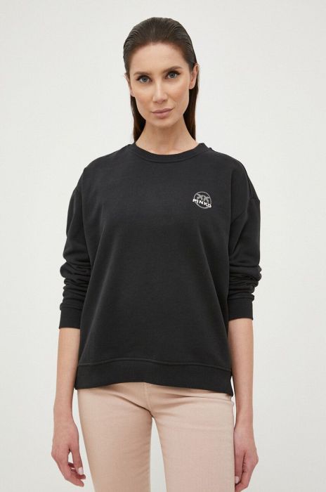 Бавовняна кофта Pinko жіноча колір чорний з принтом (2973741)